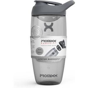 Promixx Pursuit Protein Shaker Bottle (24 oz)  Silent No-Ball Mixer, Leak-Proof Lid, BPA/BPS & Phthalate-Free ECOZEN  Easy-Clean Shaker Cup for Protein Shakes, Pre & Post-Workout Smoothies (Graphite Gray)
