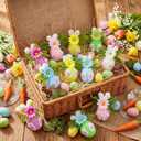 18 Pcs Easter Hanging Bunny Ornaments Felt Pastel Bunny Egg Tree Ornament Spring Egg Hanging Decor 3D Felt Rabbit Decoration Easter Gift for Tree Wall Doors Mantels Decor