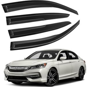 Window Visors Rain Guards Fits for Honda Accord 2013-2017 4-Door Sedan, Smoke Tinted Window Vent Visors, Outside Mount Wind Deflector, Front & Rear Side Vent Shade 2014 2015 2016