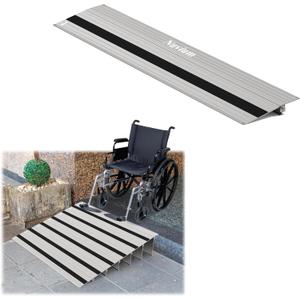 1" Rise Door Threshold Ramp with Updated Fixable Screws, Stable Portable Wheelchair Ramp for Home Steps, Aluminum Door Entry Ramps for Scooters, Power Chairs, Walkers, 800LBS Load Capacity