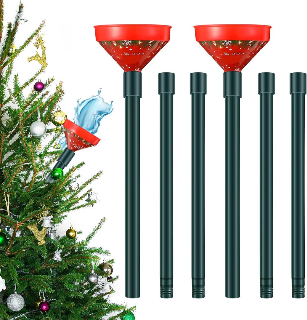 2 Pack Christmas Tree Watering Funnel System, 44 Inch Christmas Tree Watering Stick with Adjustable 3-Section Design, Reusable & Spill-Free, Xmas Plant Waterer Tool for Indoor and Outdoor