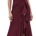 FQA Formal Evening Dresses for Women Elegant Evening Party Prom Dress Long Sexy V Neck Sleeveless Split Wrap (Burgundy-1) XL