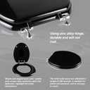 Black Elongated Toilet Seat Natural Wood Toilet Seat with Zinc Alloy Hinges, Easy to Install also Easy to Clean, Scratch Resistant Toilet Seat by Angol Shiold (Elongated, Black)