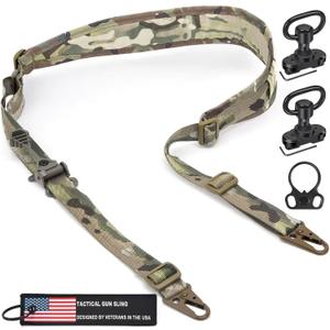 WarBull 2 Point Rifle Sling, QD Swivel Quick Adjust Gun Sling with HK Hook, Soft Shoulder Pad Tactical Rifle Sling for Rifle Shotgun and Crossbow, Hunting and Outdoor Sports with Keychain Gift