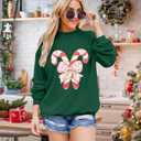 Christmas Sweatshirts Women Candy Canes Graphic Sweatshirt Vintage Xmas Long Sleeve Shirt Pullover Tops (Small)