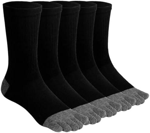 ZAKASA Mens Toe Socks Athletic Running Cushion Five Finger Cotton Crew Socks 4 Pairs
