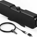 Cirqon Computer Speakers for Desktop PC Monitor, Easy Volume Knob, Sturdy Clamp, Basic Sound, Laptop Speakers with Compact Design, USB/USB C Adapter for Power and Audio (Black)