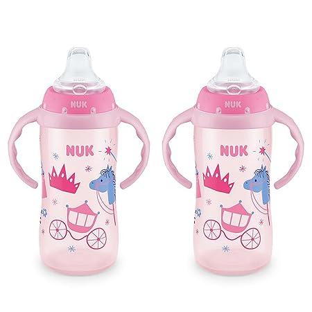 NUK Learner Cup, 10 oz, 2 Pack, 8+ Months  BPA Free, Spill Proof Sippy Cup (Blue Kingdom)