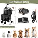 Double Pet Stroller for Dogs and Cats: Dog Stroller Foldable Travel Carriage with Detachable Carriers, Safety Belts, and 4 Lockable Wheels for Small to Medium Pets Ideal for Multi-Pet Homes (Black)