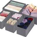 homyfort Dresser Drawer Organizer, Foldable Cloth Storage Box Closet Cube Basket Bins Containers Divider with Drawers for Underwear, Bras, Socks, Ties, Scarves, Set of 6, Grey
