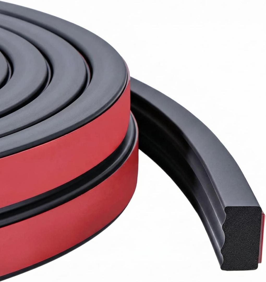 Treela 26 ft Ribbed Foam Rubber Seal with Tape, 0.625x0.375 Inches, Self Adhesive Epdm Foam Rubber Weather Strip, Suitable for Ships, Cars, Rvs, Ships, Garage Doors/Windows, Black