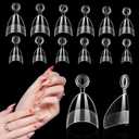 LIONVISON Short Almond Nail Tips Half Cover, 600PCS Extra Short Almond Soft Gel Nail Tips, Pre-shaped Clear False Nails with Handles for Acrylic Nail Salon with Box 12 Sizes