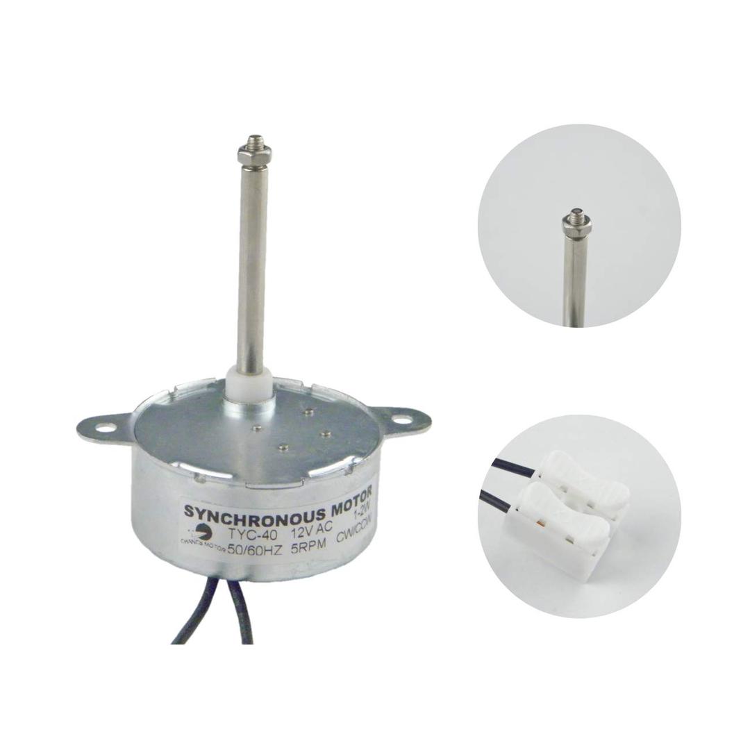CHANCS TYC40 AC 12V Permanent Magnet Synchronous Motor 5RPM CW/CCW Shaft Length 46mm for Fiber Optic Light Christmas Ornamen