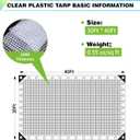 30Ft x 40Ft Clear Greenhouse Plastic Covering, 16Mil Thickness Heavy Duty Clear tarp for Chicken coop, Greenhouse Plastic sheeting with Hemmed Edges & preinstalled Grommets., 30x40FT