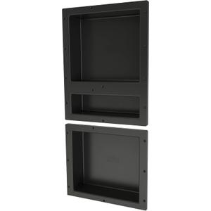 Tile Redi USA RNT1620D-14 Niche Triple Recessed Shower Shelf, Three Shelves, 34" H X 16" W, Black