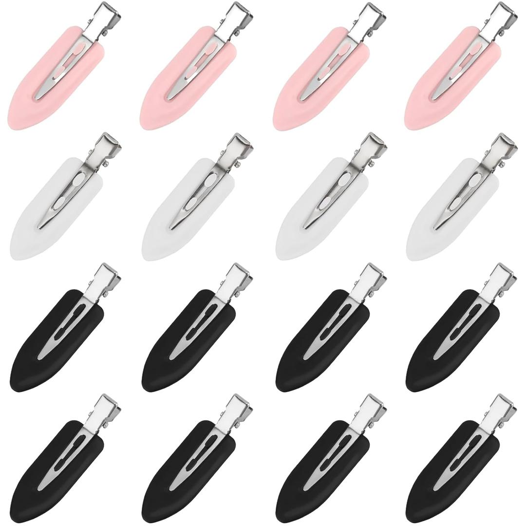 16Pcs Creaseless Hair Clips No bend or Dent No Crease Hair Bang Clip for Makeup Application Flat Hair Clips for Styling Women and Girls Makeup Accessories (Black,White,Pink)