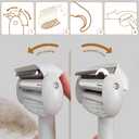 Self Cleaning Grooming Brush for Shedding Pets Rake Gently Removes Loose Undercoat Mats Tangled (White)