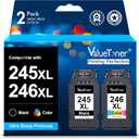 Valuetoner 245XL Ink Cartridge Replacement for Canon 245XL 246XL Combo Pack PG-245XL CL-246XL for Pixma TR4520 TR4527 MG2522 MG2520 MX490 MX492 TS202 TS302 TS3320 MG2920 Printer (Black, Color)