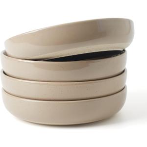 famiware Milkyway 33 oz Bowl Set, Pasta Bowls Set of 4, Salad Bowls Perfect for Your Friend for Housewarming, Thanksgiving, Christmas, Cinnamon Brown