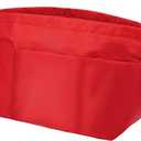 Vercord Handbag Purse Tote Pocketbook Organizer Insert Zipper Closure 11 Pockets 3 Sizes Many Colors (Medium, Red)