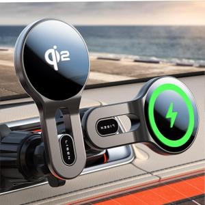 LISEN for Qi2 15W MagSafe Car Mount Charger, [15w Fast Charge&Safer] Magsafe Car Charger, Vent Magnetic Wireless, Vent Phone Mount Fits iPhone 16 Pro Max Plus 15/14/13 Mini, 17 Strong Magnets