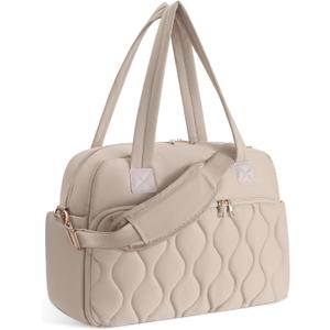 Wandering Nature Personal Item Travel Bag, Small Duffle Bag for Women with Wet Pocket & 14'' Laptop Compartment, Lightweight Carry on Weekender Duffel, Gourd Pattern (Beige)