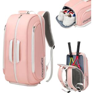 Tennis Racket Bag Pickleball Padel Backpack With Shoe Compartment, Laptop Sleeve,Fence Hook,Ball Sleeve, 12.4"L*7.87"W*20.28"H