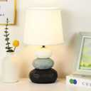 Lampwell BERO Off White Small Table Lamp for Living Room as Bedside Table Lamp for Bedroom,Modern Kids Night Ceramic Table Lamp, 6.50H11.89IN,Bulb Excluded