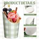 Potchen 250 Pcs Sage Green Plaid Charcuterie Cups with Sticks 14 oz 50 Sets Disposable Checkered Gingham Snack Appetizer Cups with 200 Cocktail Picks French Fry Holder for Wedding Bridal Party Decor