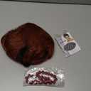 MORTICIA Women 80s Hippie Drag Queen Hair with Red Pearl Necklace Beehive Vintage Retro Bouffant Costume Curly Long Synthetic Wig with Bangs (Auburn)