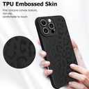 Case for iPhone 16 Pro Max Back Leopard Pattern Design, Black | Soft TPU Bumper PU Leather Shock Absorption Anti-Drop Protective Slim Cover for Women Girls Men