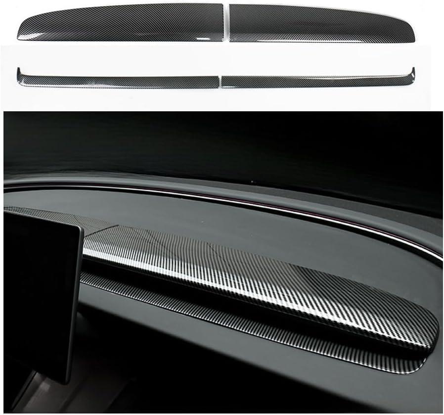4PCS Dashboard Cover Wrap and Front Air Condition Vent Cover for 2024~2026 Model 3 Highland and 2025~2026 Model Y Juniper, Interior Decoration Accessories(Gloss Carbon Fiber Pattern)