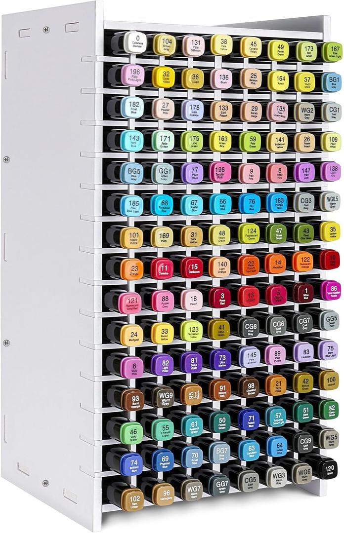 Marker Organizer, 120 Slots Art Marker Holder Storage with Removeable Divider Rack for Various Makers, Watercolour Brushes, Stationary Pens and Pecils, Adjustable Pencil Holder for Desk Decor