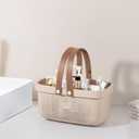 JiatuA Plastic Storage Basket with Handle Portable Shower Caddy Tote Organizer Basket Bin for Bathroom Kitchen Dorm Room Bedroom, Beige