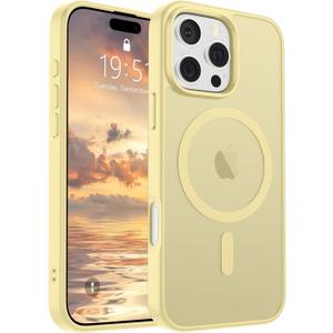 SUPFINE Magnetic for iPhone 16 Pro Max Case (Compatible with MagSafe) (Military Grade Drop Protection) Slim Translucent Matte Shockproof with Anti-Fingerprint Phone Case,Buttercream Yellow