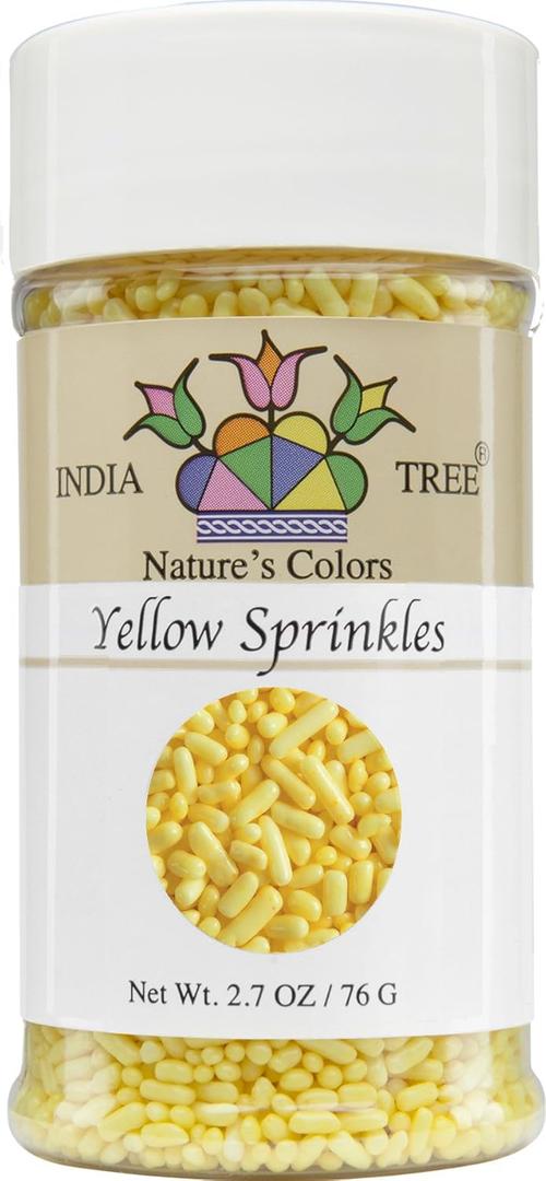 India Tree Nature's Colors, Yellow, Sugar Sprinkles for Baking and Decorating, Small, 2.7 Oz Jar (Pack of 1)