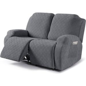 VANSOFY Recliner Cover, 2-Pieces Stretch Reclining Couch Cover with Pockets Loveseat Sofa Slipcovers Soft Washable Furniture Protector for Dogs Cats(Dark Gray)
