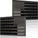 Embossed 3D Metal All Black American Flag Emblem Decal Stickers (1 Pair), Matte Black 5" x 3" Patriotic USA US Flag Car Decals Bumper Stickers for Truck, Window, Motorcycle, Support US Military