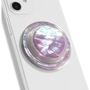OnTheGrip Cute Natural Seashell Design Round Shape Collapsible Mobile Phone Grip Stand Holder for Smartphone Tablet Cell Phone Accessory (Violet)