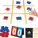 Giant Tic Tac Toe Outdoor Game 4ft x 4ft Portable Bean Bag Toss for Family Kids and Adults with Tabletop Scoreboard Yard Game Set in Yellow