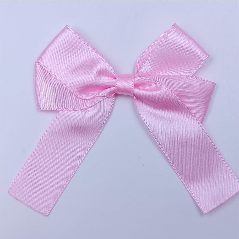 Bows for Crafts 10cm/3.94" Satin Ribbon Bows, 25PCS Crafts Bows Decoration for DIY Cheer Pins Clothespins Hair Accessories Wedding Gift Box Ornament (Pink)