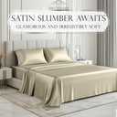 DECOLURE Satin Bed Sheets - 4 Piece Luxury Silky Queen Size Bedding Set - Softer Than Silk, Wrinkle-Free with 15 Deep Pocket Fitted Sheet, Perfect for Hair & Skin, Gifts for Women (Champagne)