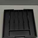 Expandable Bamboo Kitchen Drawer Organizer for Cutlery and Utensils, Adjustable Bamboo Wood Cutlery Tray in Drawer for Flatware and Silverware in Kitchen, (Black) (7 Slots Expandable)