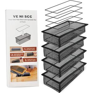 Floor Vent Screen Net 2''x12'', Air Vent Filter Mesh for Home Floor, Floor Register Cover Traps Catches Coin, Toys, Pet Food and Hair, Keeps Duct Cleaning - with Spreader Frame 4 Pack