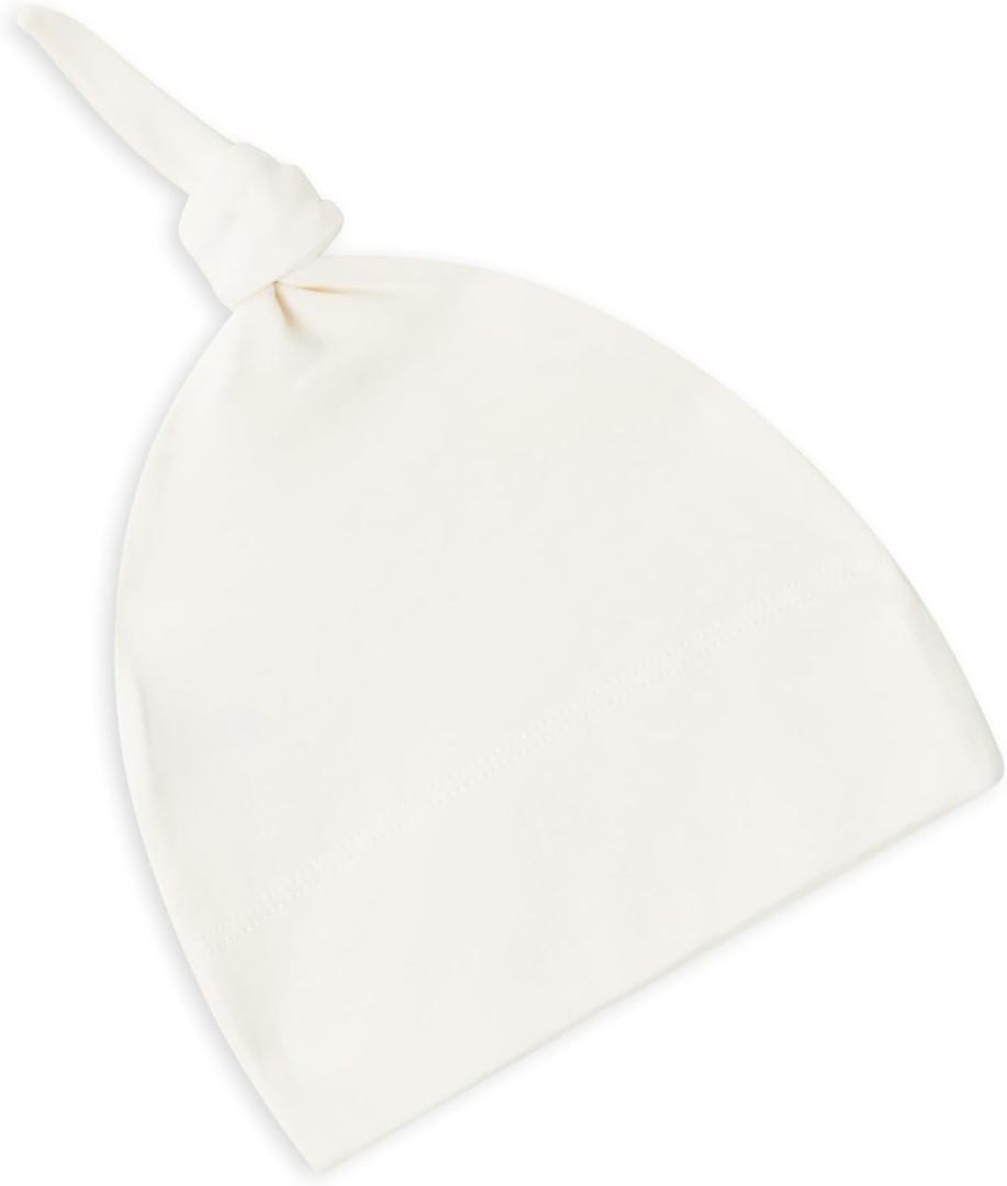 Colored Organics Baby Organic Cotton Knotted Hat - Infant Knit Cap - Newborn Boys and Girls (0-3 Months, Ivory)