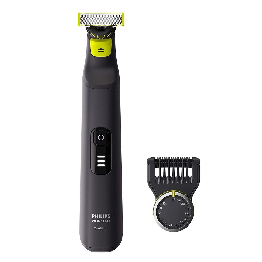 Philips Norelco OneBlade 360 Pro Hybrid Electric Shaver & Trimmer, with 12-in-1 Comb, QP6531/70 (Black/Lime Green)