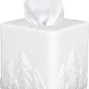Tissue Box Cover Square, Resin Facial Tissue Holder Covers Cube Toilet Paper Holder Case Dispenser Home Decorative for Bathroom Kitchen Bedroom Living Room Office (White)