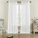 DONREN Semi Sheer Curtains 72 Inch Length for Living Room, Rod Pocket Back Tab Linen Curtains Light Filtering for Bedroom, 50" Width, White, 2 Panels