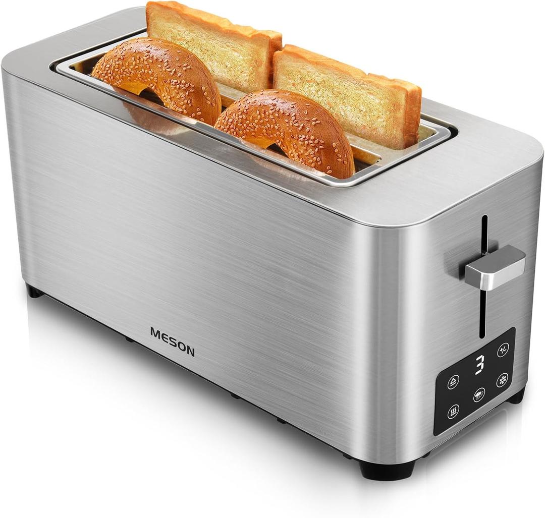 Slice Toaster with LED Timer Display, Stainless Steel Bread Toasters with Long Extra Wide Slots, 6 Bread Shade Settings, Bagel/Defrost/Cancel Function, Removable Crumb Tray, 120V/1300W
50+ bought in past month