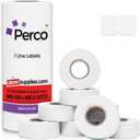Perco 1 Line White Labels - 8 Rolls, 1 Sleeve, 8,000 Blank Price and Date Gun Labels for Perco 1 Line Price and Date Guns - Made in USA